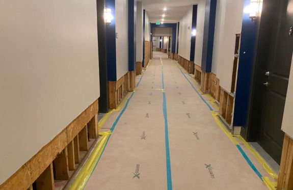 apartment hallway boarded off