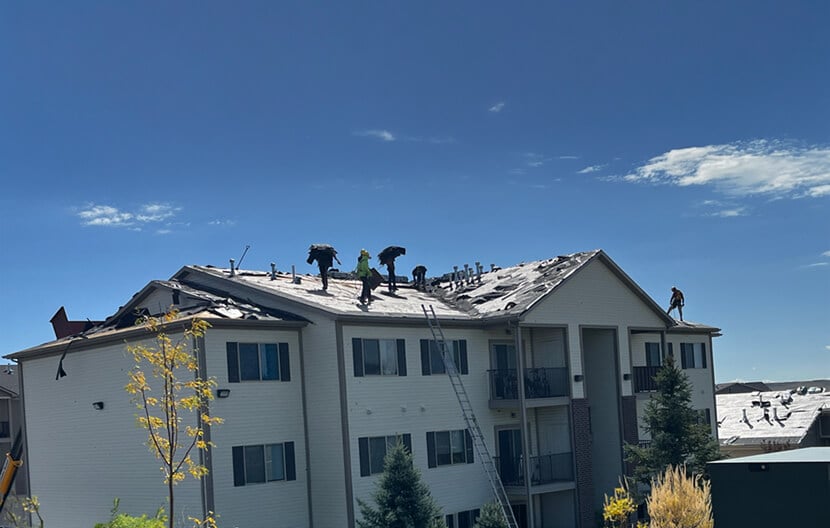 residential property undergoing a roofing replacement