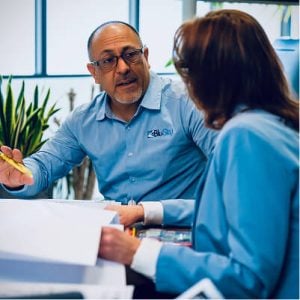 businessman and woman meeting