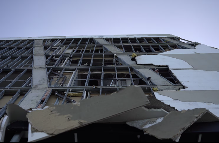 building damaged by hurricane