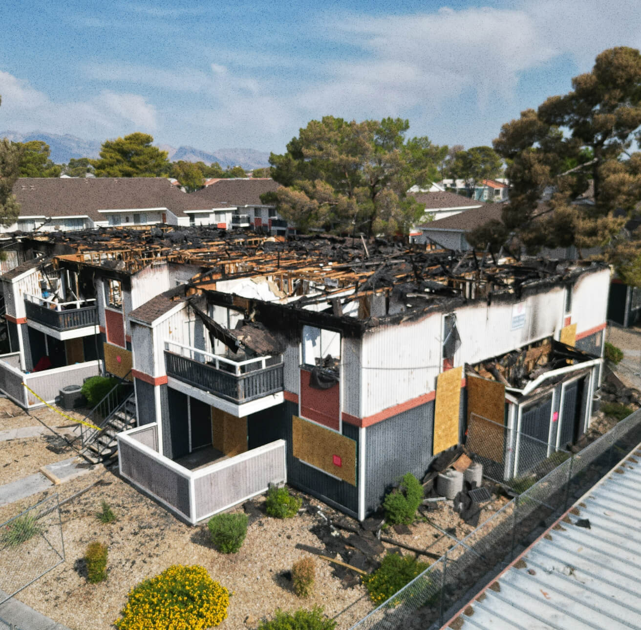 exterior damage to building