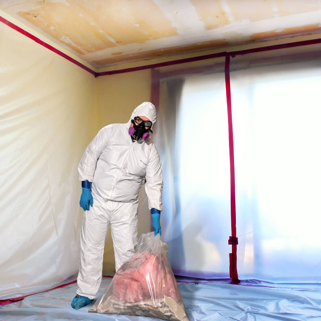trained experts carrying garbage