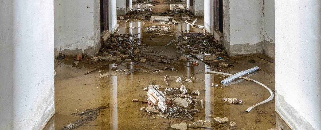 water damage inside of building
