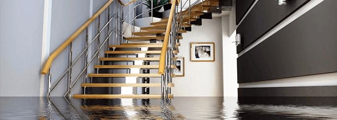 water damage inside of residential home