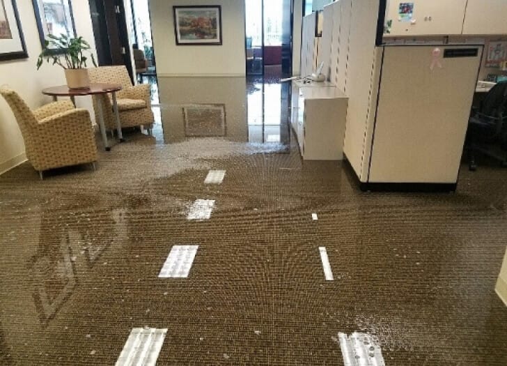 water damage inside of office